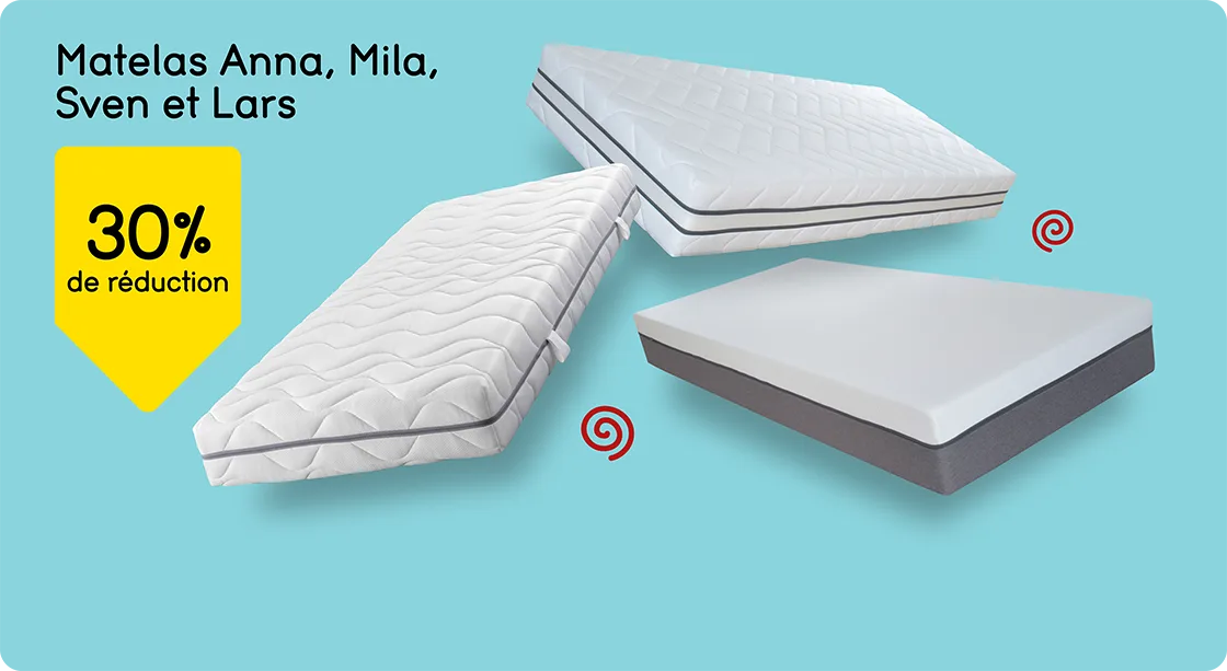 Matelas Anna, Mila, Sven en Lars 30% de réduction
