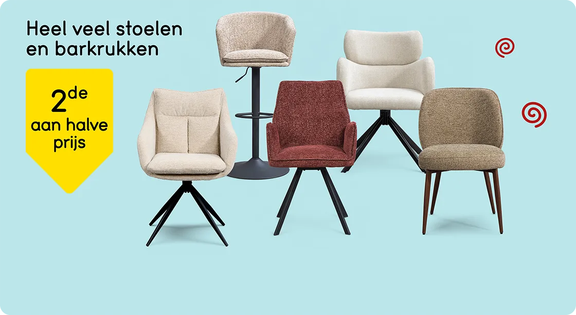Heel veel stoelen en barkrukken 2de aan halve prijs