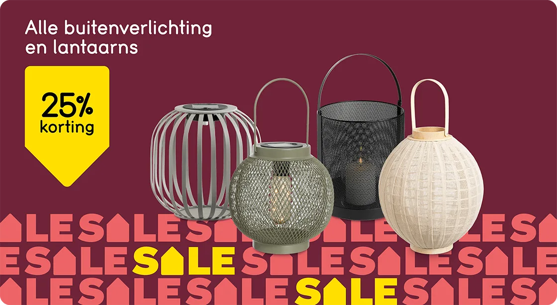 Alle buitenverlichting en lantaarns 25% korting