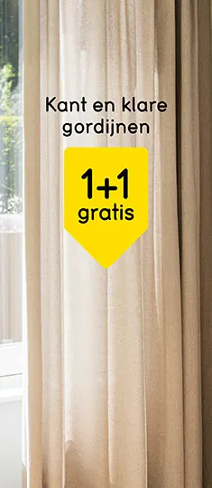 1+1 gratis op kant en klaar gordijnen van Leen Bakker - alléén deze week nog!