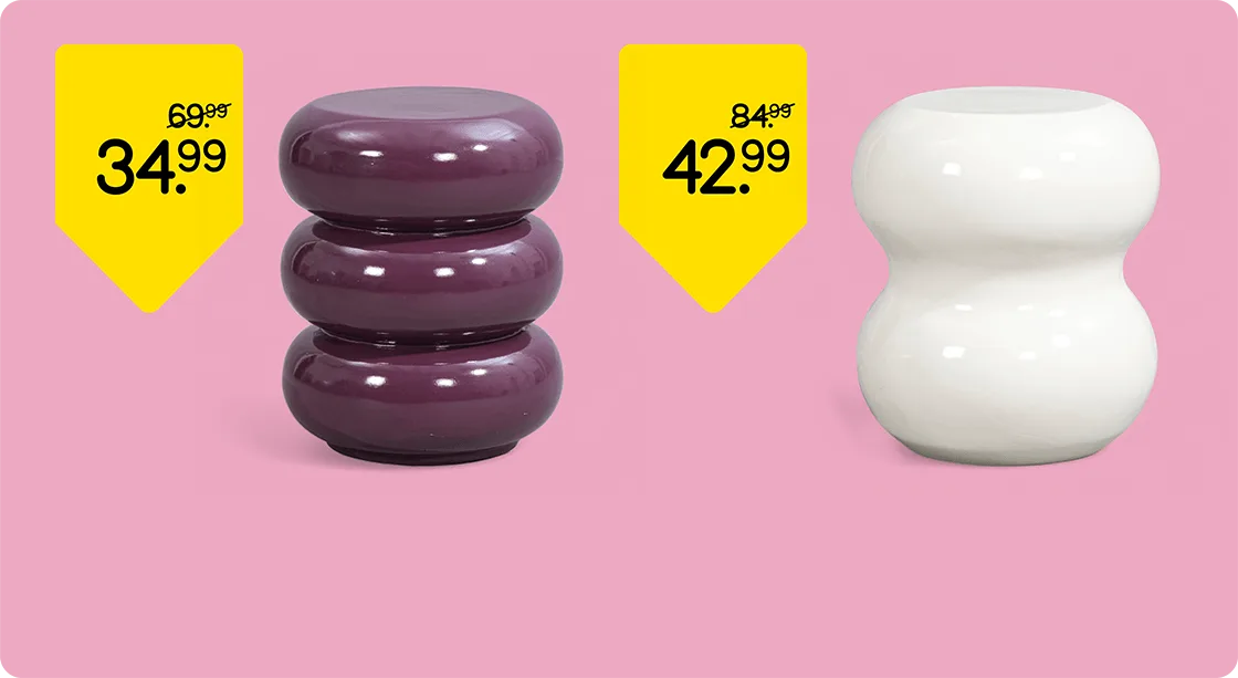 Bijzettafel Vigo van 69,99 voor 34,99 en Carballo van 84,99 voor 42,50