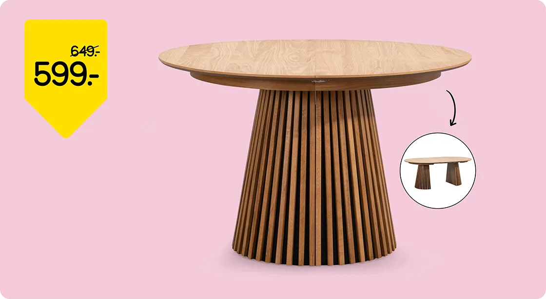 Eetkamertafel Irene van 649.- voor 599.-