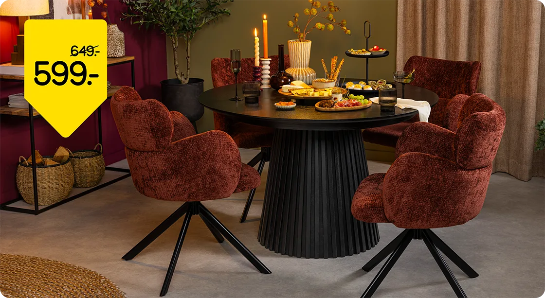 Eetkamertafel Irene van 649 voor 599