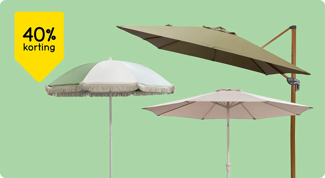 Alle parasols 40% korting