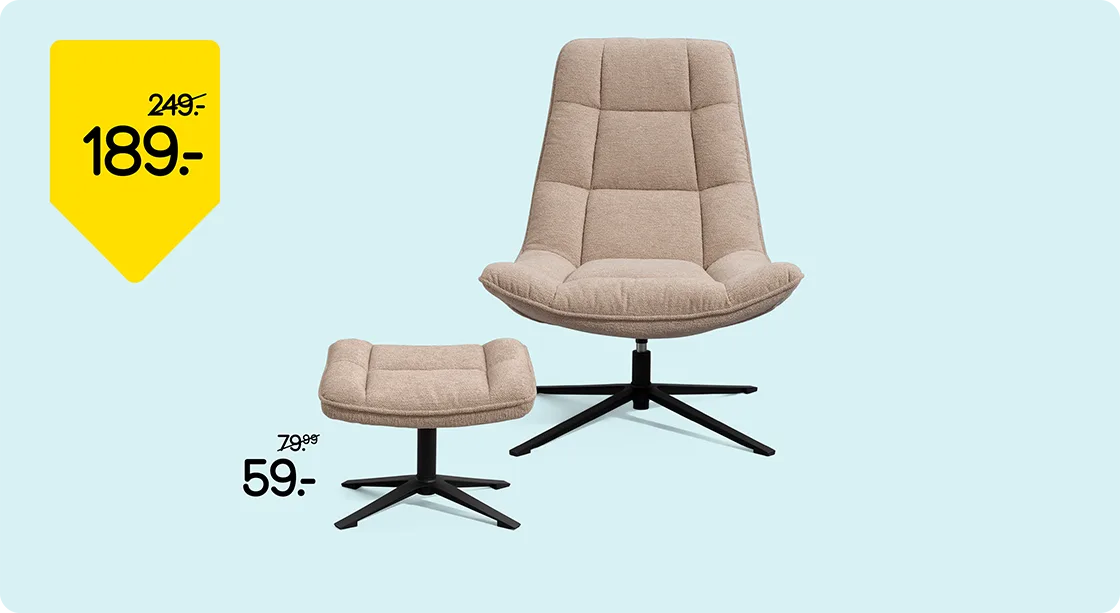 Draaifauteuil Emily van 249,- voor 189,-
