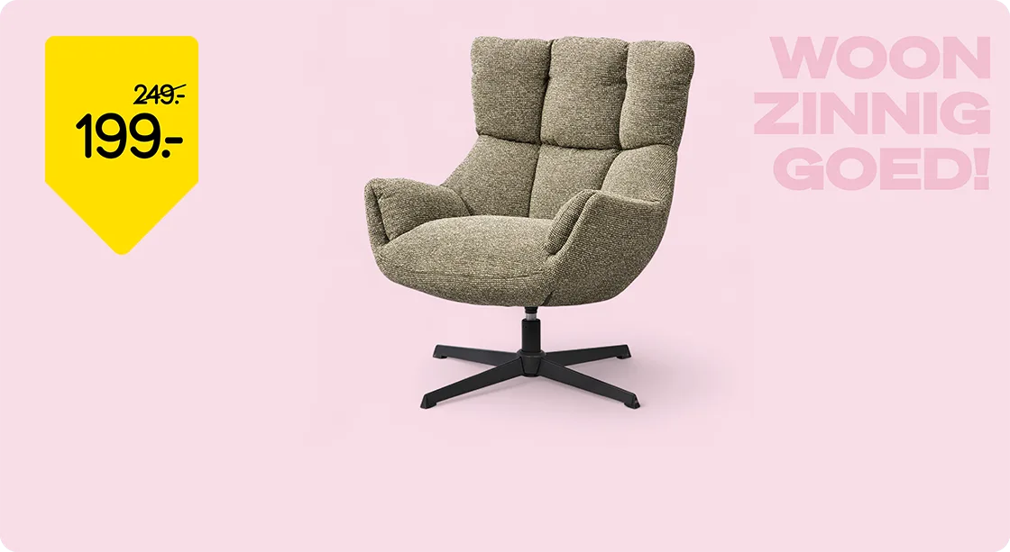 Draaifauteuil Hidde van 249,- voor 199,-
