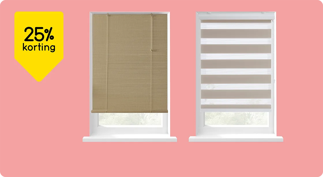 Alle Fenstr kant-en-klaar (duo) rolgordijnen en bamboe rolgordijnen 25% korting