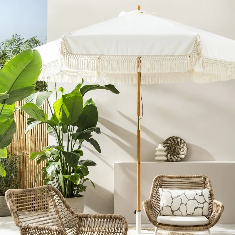 Parasol avec mobilier de jardin