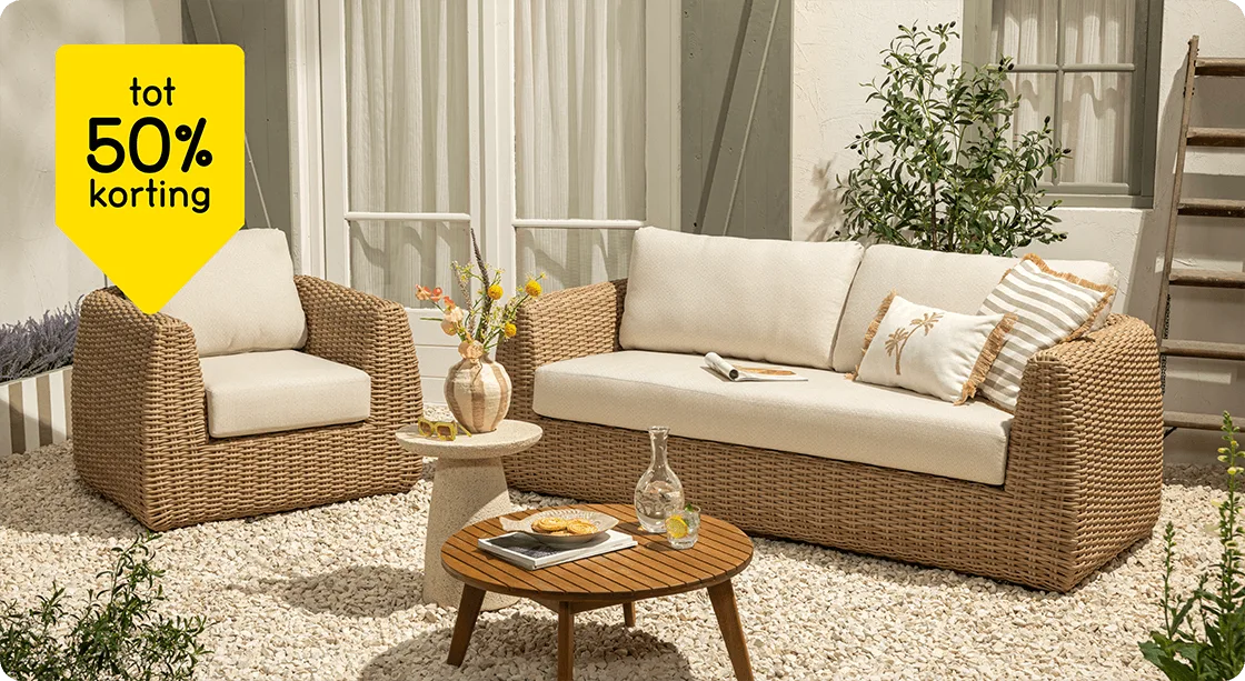 Alle loungesets en tuinbanken tot 50% korting