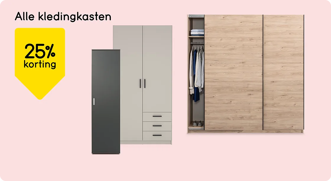 Alle kledingkasten 25% korting