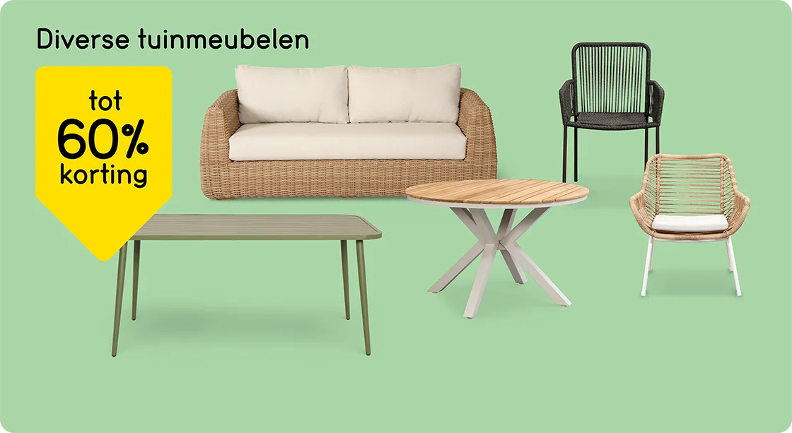 Alle tuinmeubelen tot 60% korting