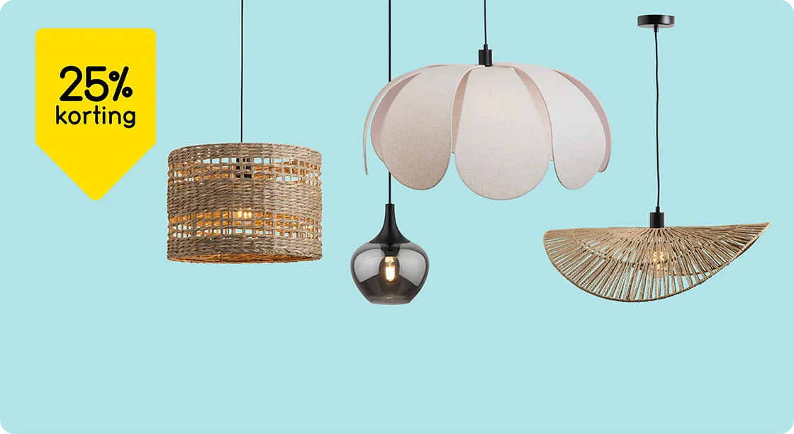 Alle hanglampen 25% korting