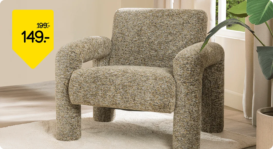Fauteuil Puck van 199,- voor 149,-