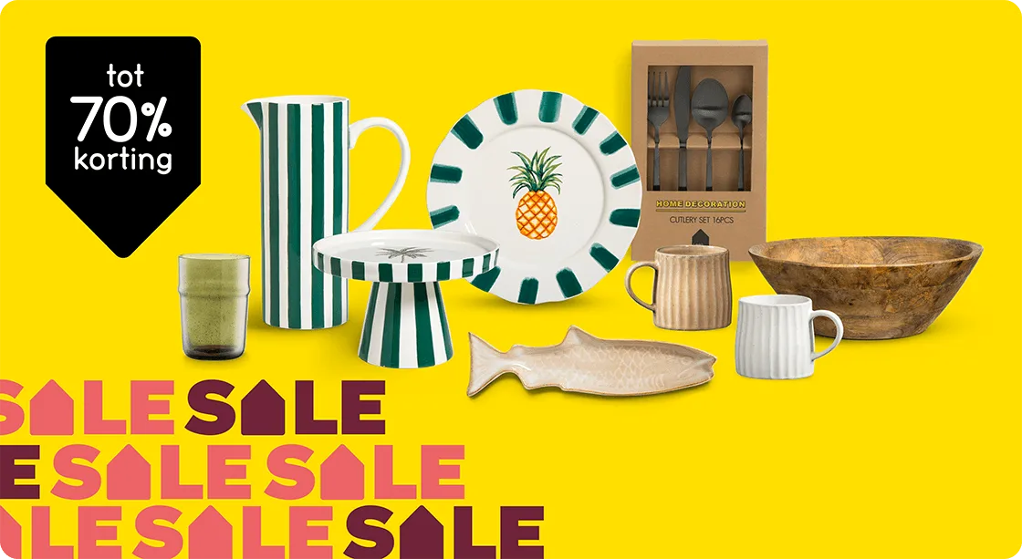 Heel veel servies en glazen tot 70% korting