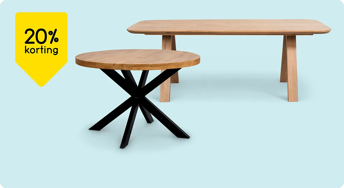 Alle eettafels 20% korting