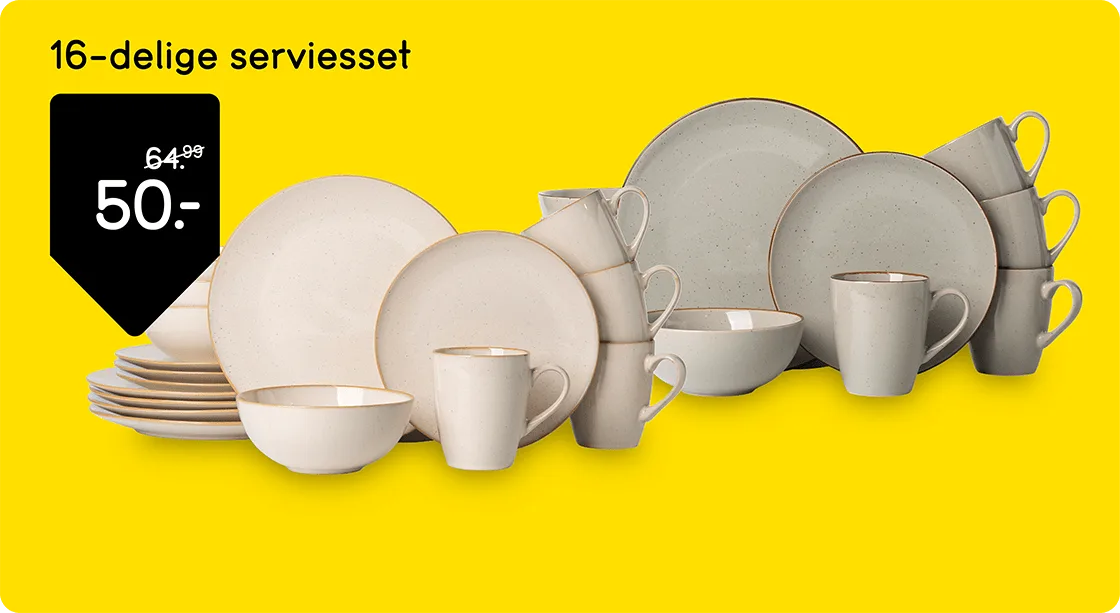 16-delige serviesset van 64,99,- voor 50,-