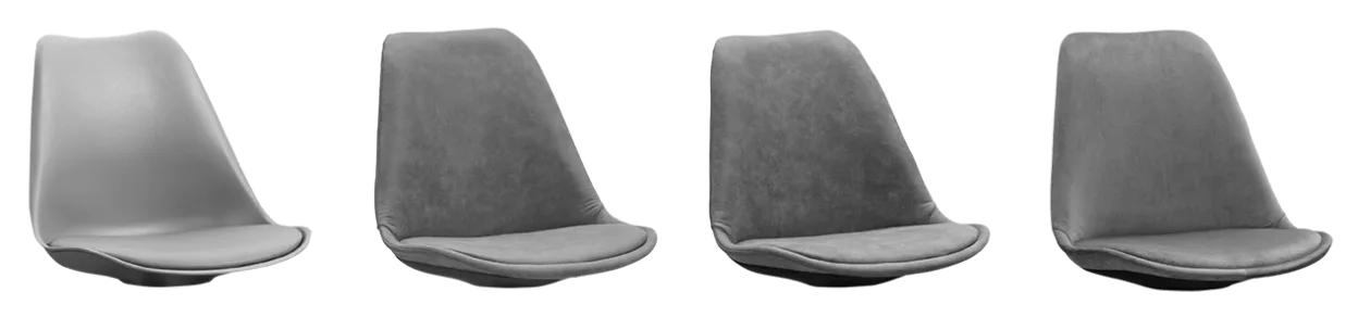De kuipzitting van stoel Senja is verkrijgbaar in 4 uitvoeringen