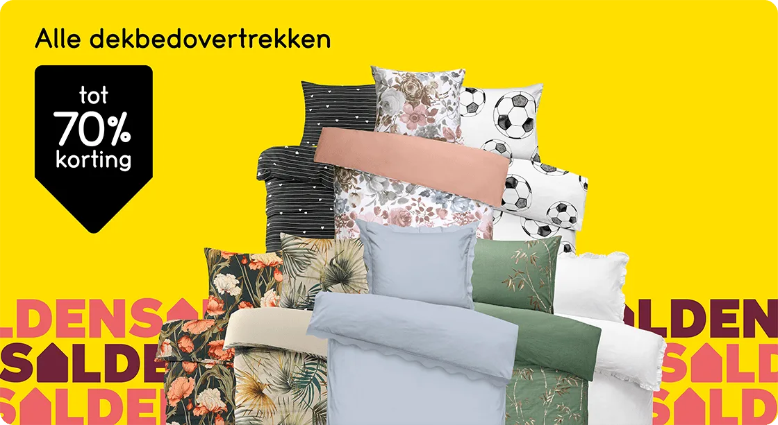 Alle dekbedovertrekken tot 70% korting