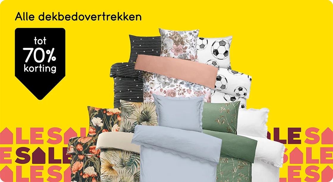 Alle dekbedovertrekken tot 70% korting