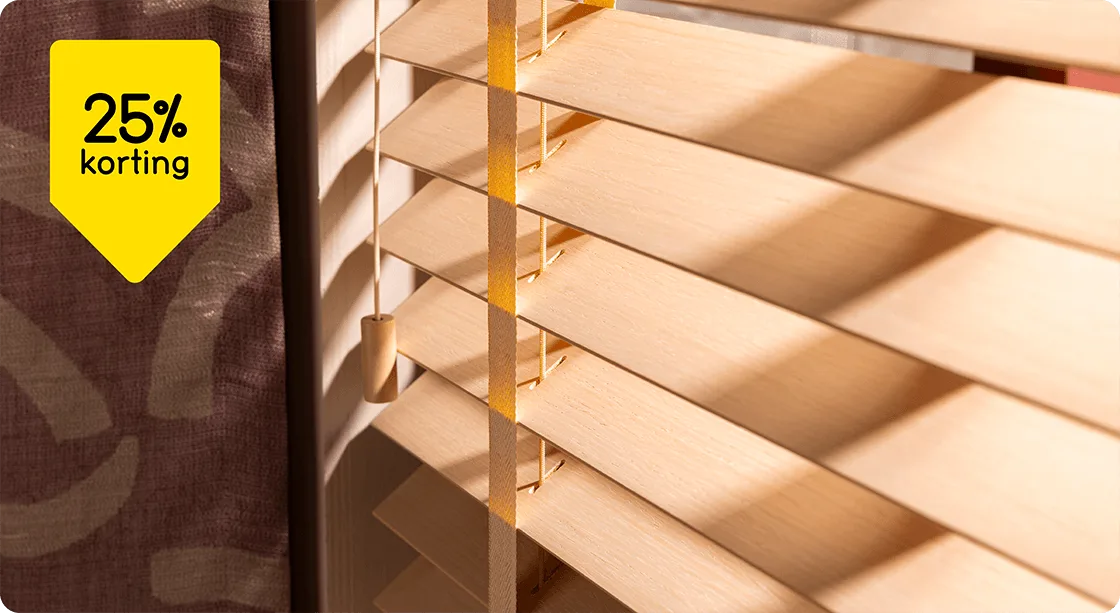 Alle lamellen, jaloezieën en plissé op maat 25% korting