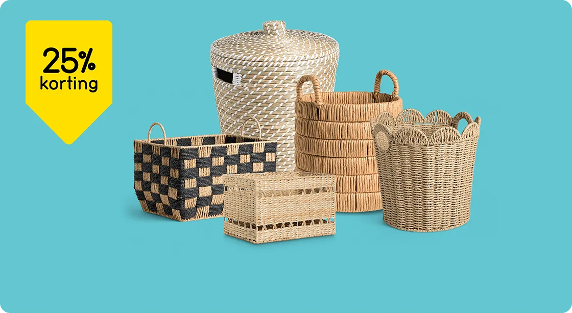 Alle decoratieve opbergers 25% korting