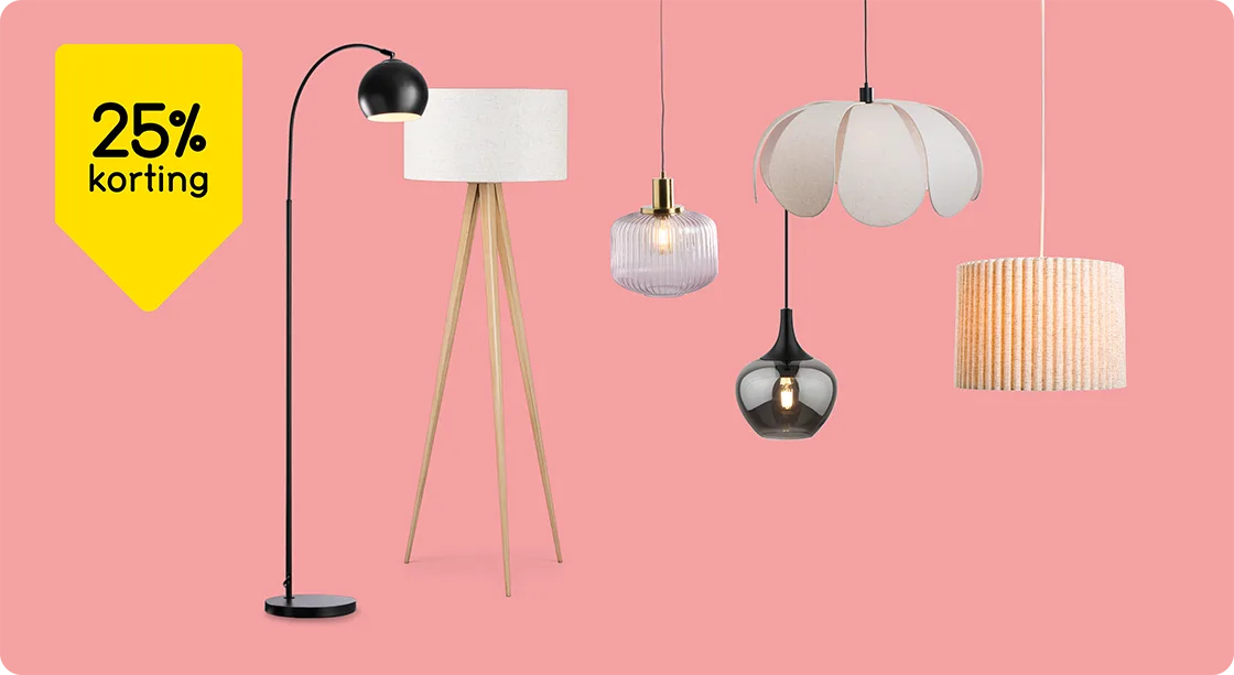 Alle vloer- en hanglampen 25% korting