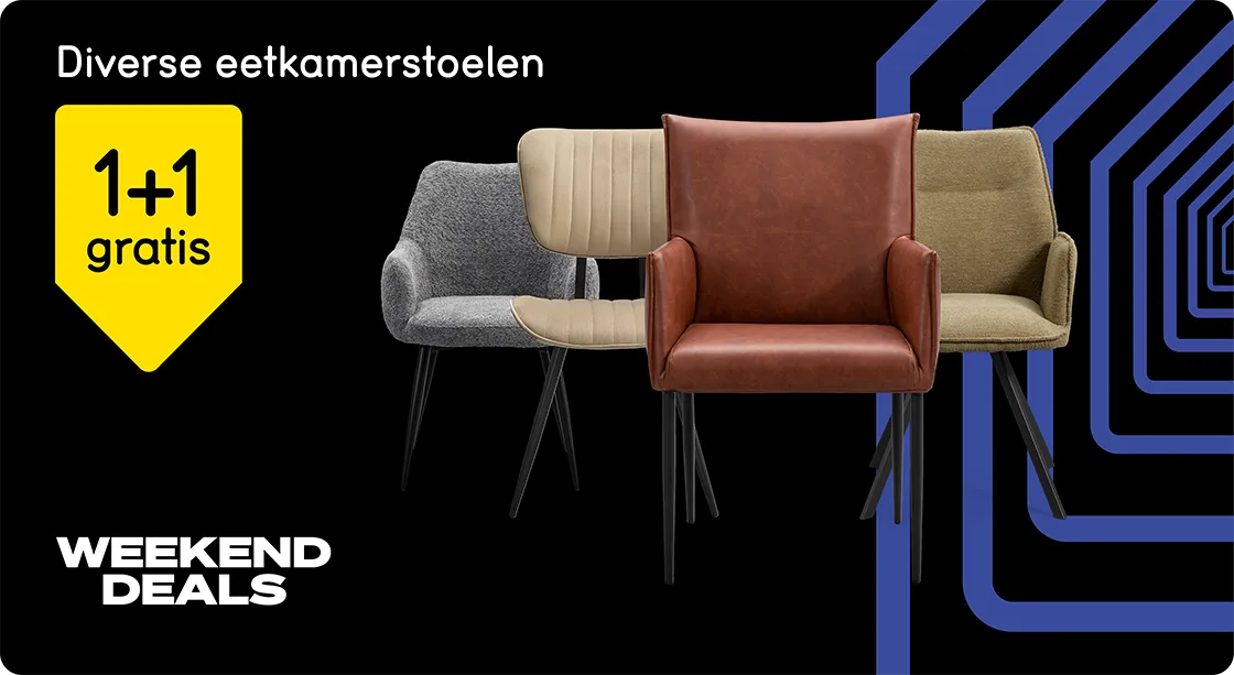 Black Friday Weekenddeal - 1+1 gratis op diverse eetkamerstoelen