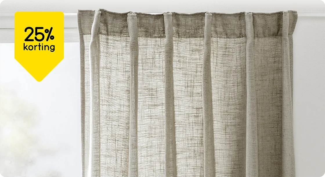 Alle kant en klaar gordijnen 25% korting