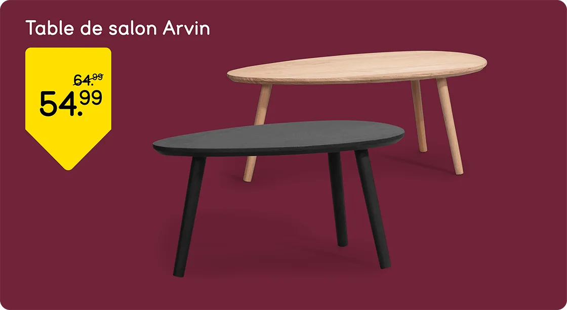 Table de salon Arvin de 64,99 pour 54,99