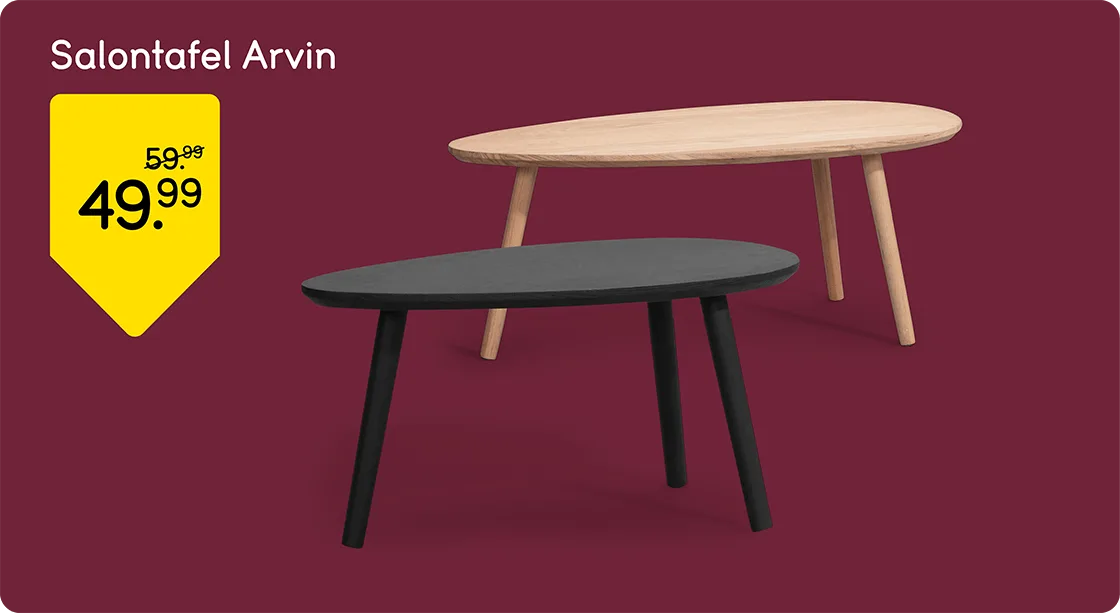 Salontafel Arvin van 59,99,- voor 49,99,-