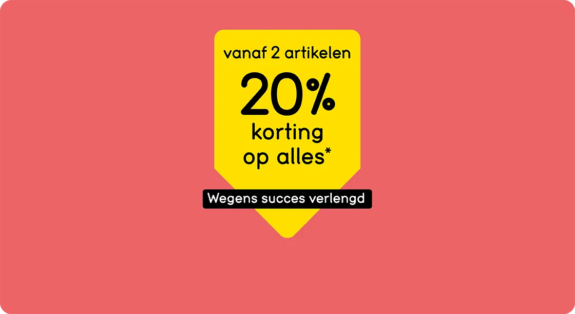 20% korting op alles vanaf 2 artikelen