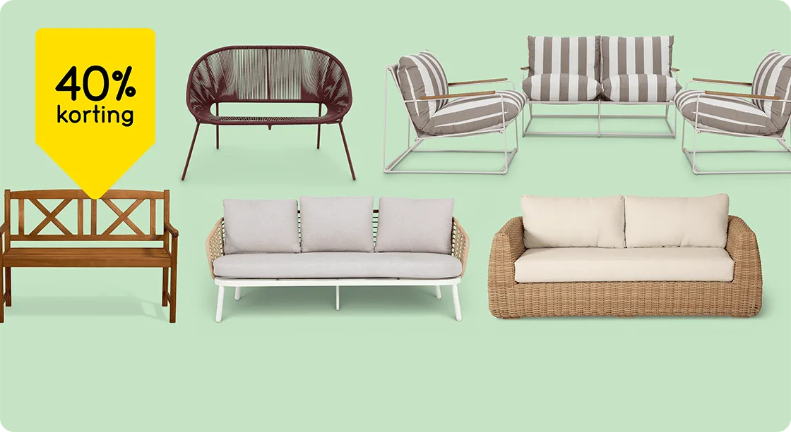 Alle loungesets en tuinbanken 40% korting