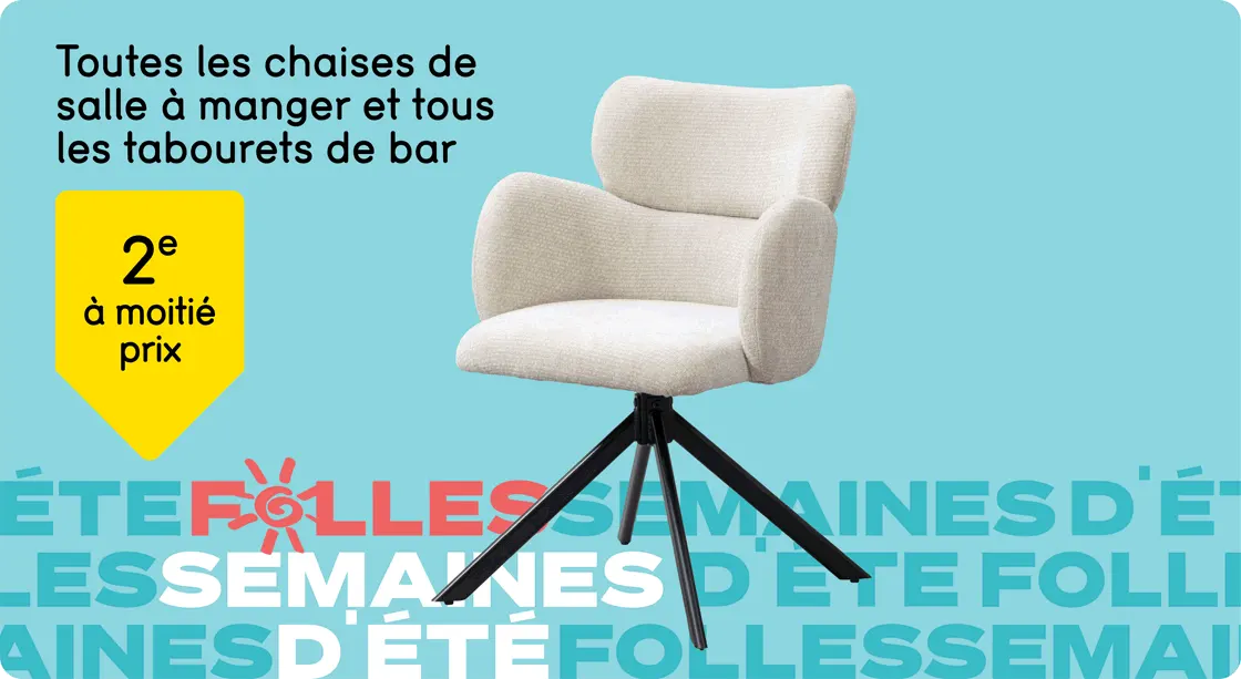 Toutes les chaises de salle à manger et tous les tabourets de bar 2e à moitié prix*