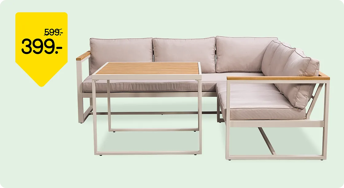 Lounge hoekset Sevilla incl. kussens van 599,- voor 399,-