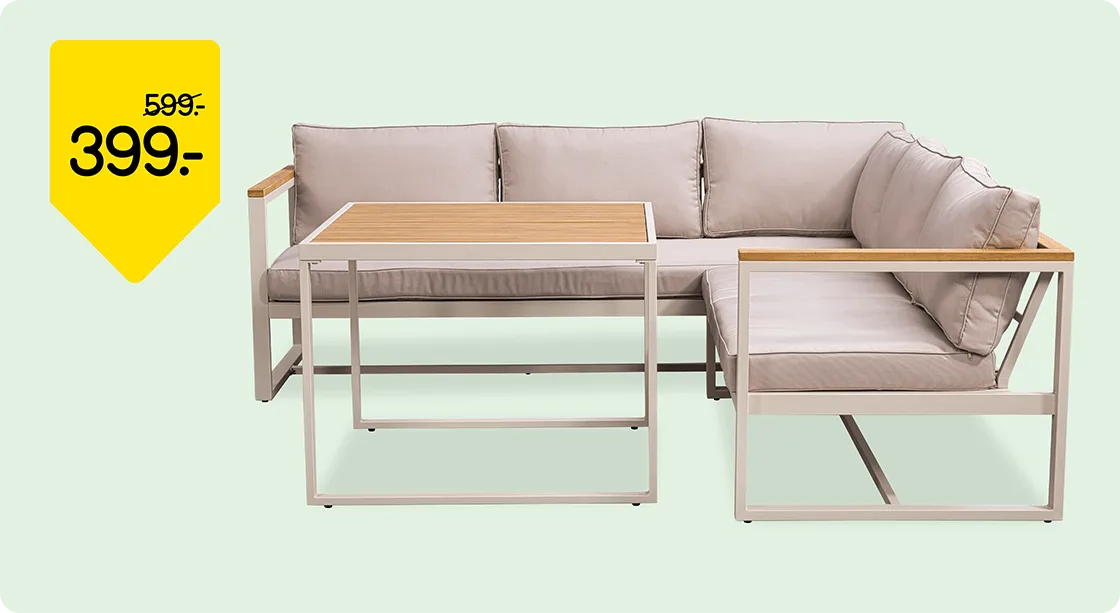 Canapé d'angle lounge Sevilla, coussins inclus de 599,- pour 399,-