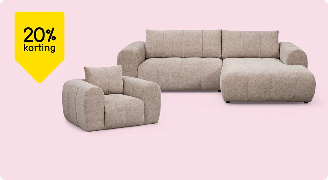 Banken en draaifauteuil Juliette 20% korting