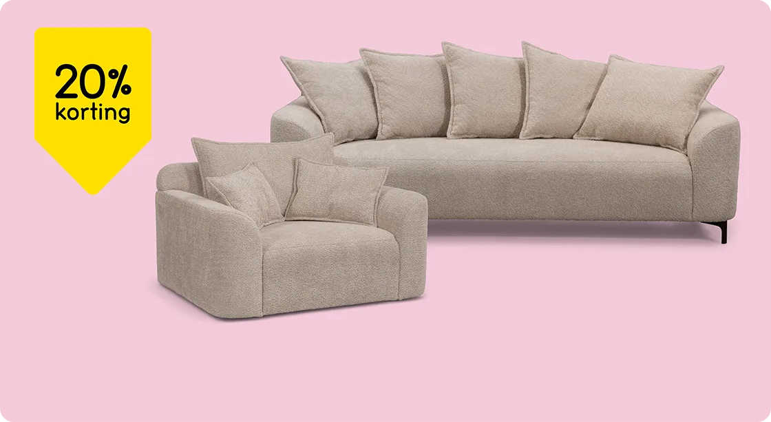 Bank en loveseat Elsa 20% korting
