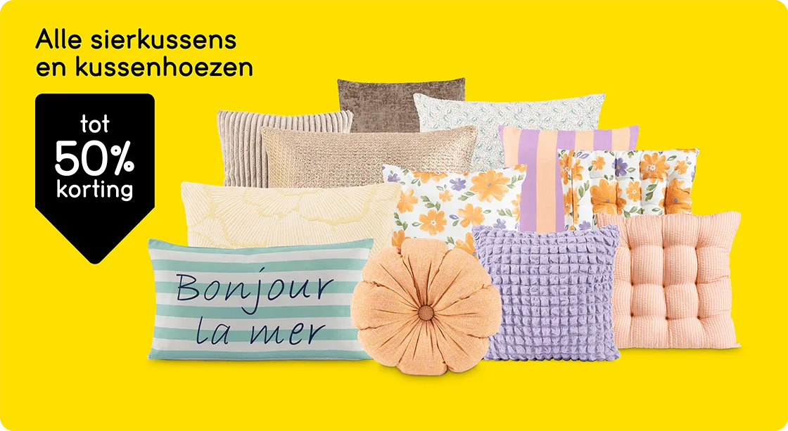 Alle sierkussens en kussenhoezen tot 50% korting
