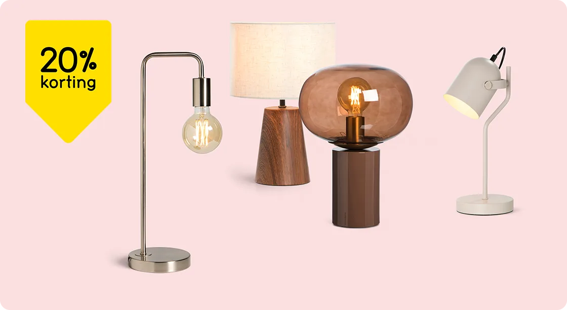 Alle tafel- en bureaulampen 20% korting