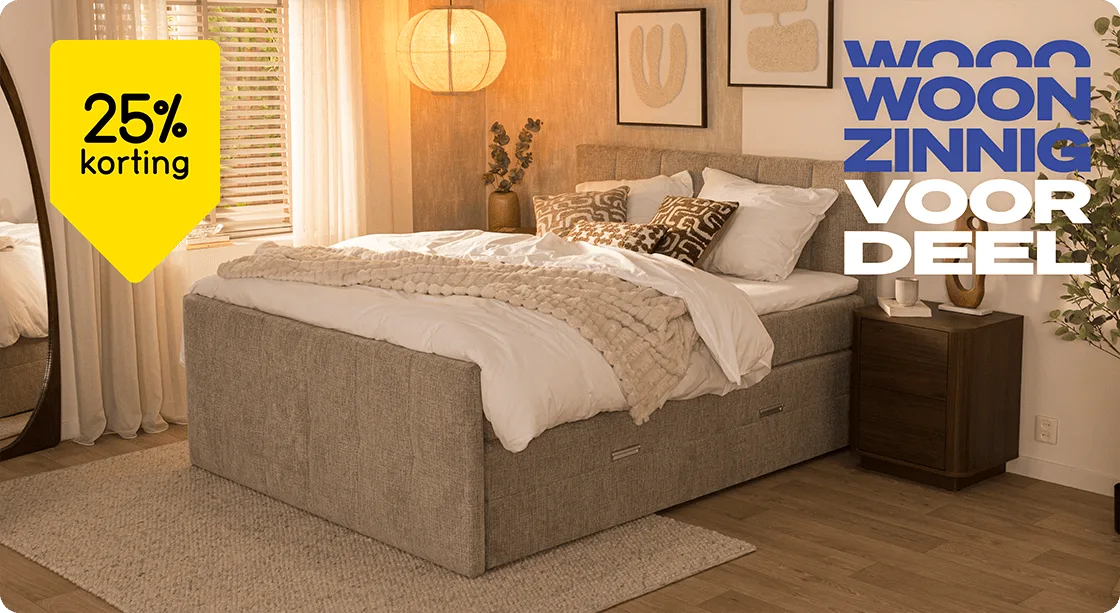 Alle bedden en boxsprings 25% korting