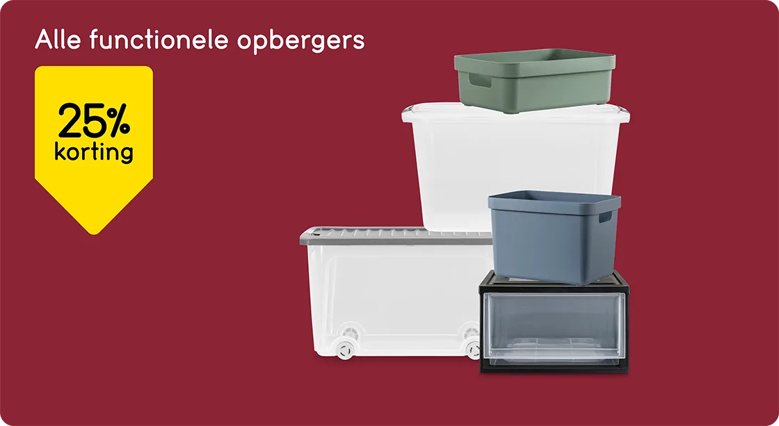 Alle functionele opbergers 25% korting