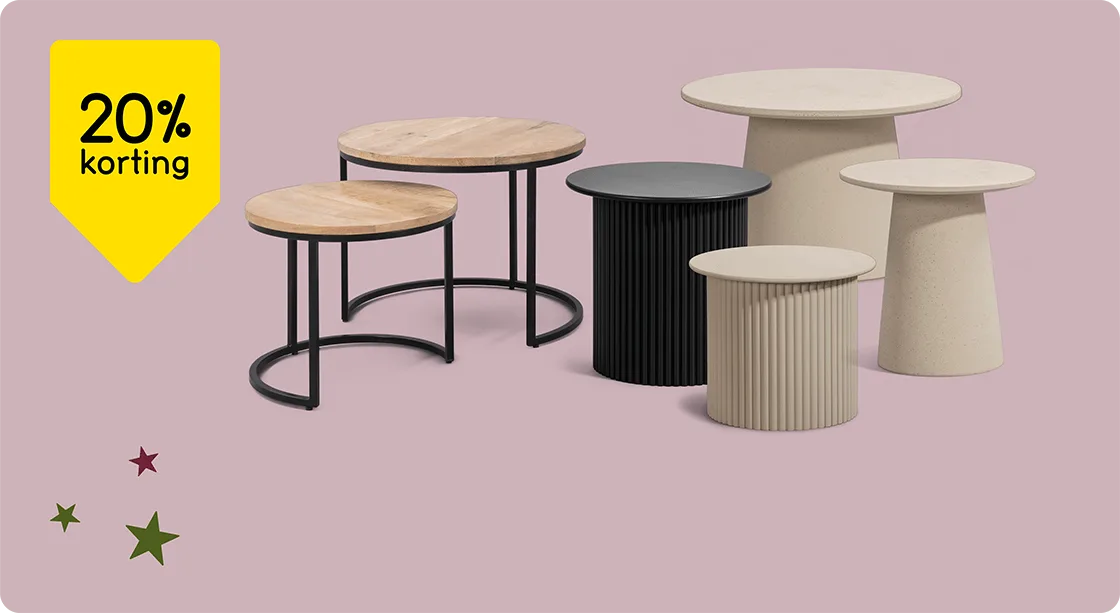 Bijzettafels Mink, Latte en Thibaut 20% korting