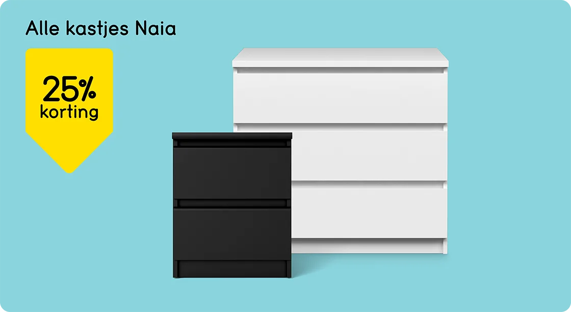 Alle kastjes Naia 25% korting
