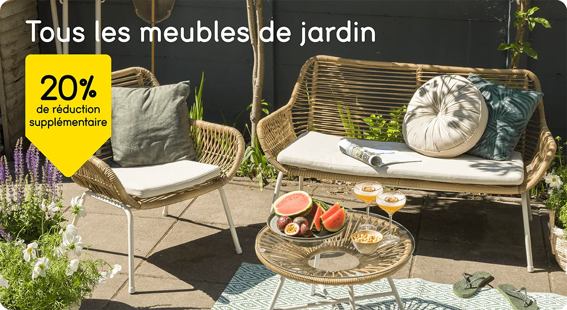 20% de réduction supplementaire sur tous les meubles de jardin