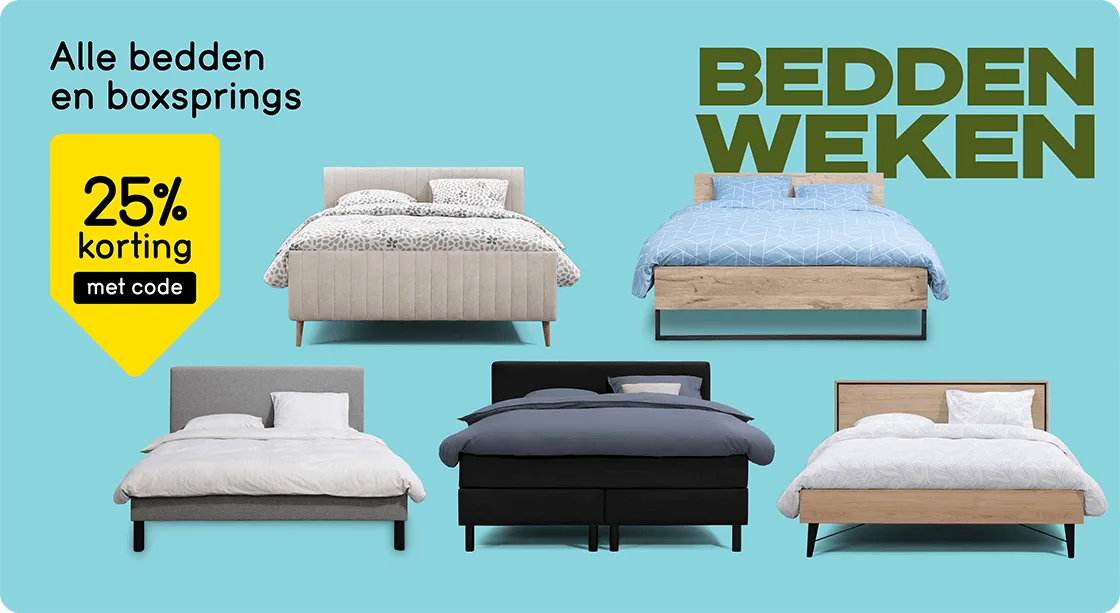 Alle bedden en boxsprings 25% korting met code