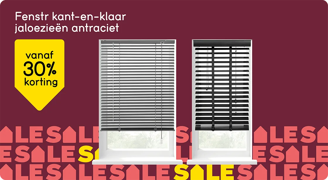 Fenstr kant-en-klaar jaloezieën antraciet vanaf 30% korting