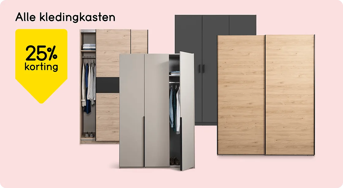 Alle kledingkasten 25% korting