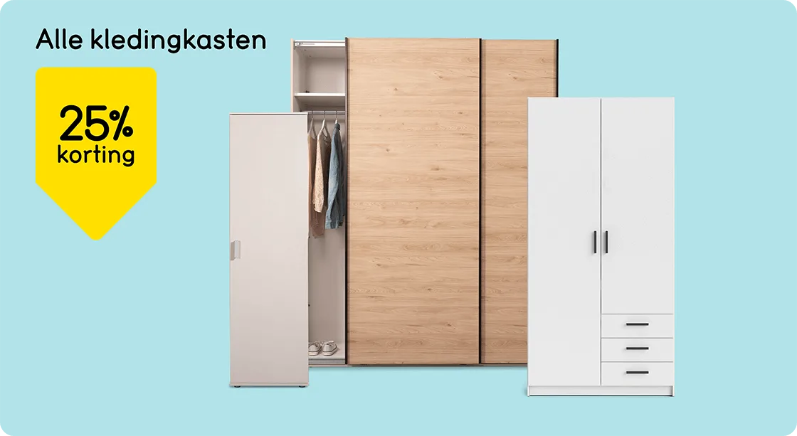 Alle kledingkasten 25% korting