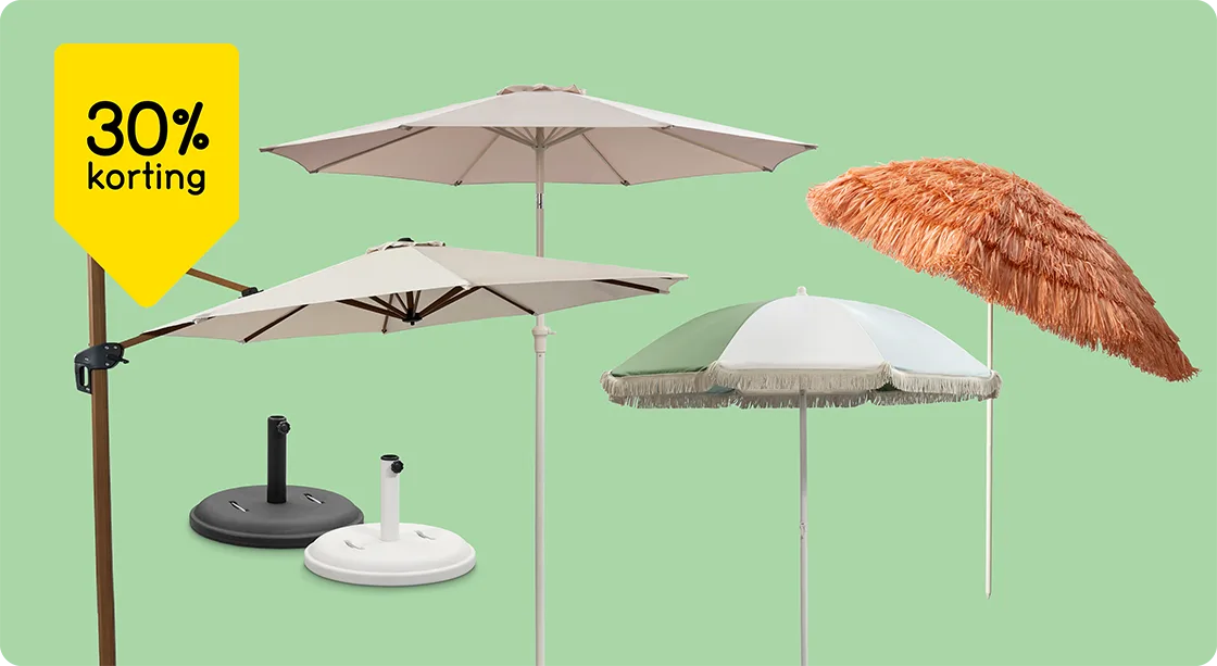 Alle parasols 30% korting