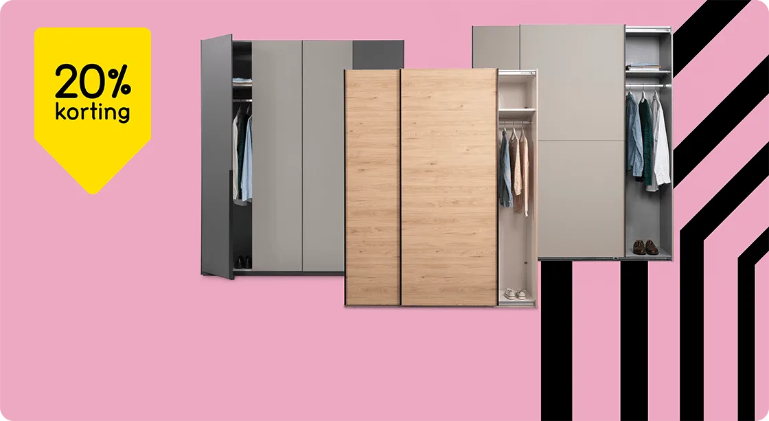 Diverse kledingkasten 20% korting